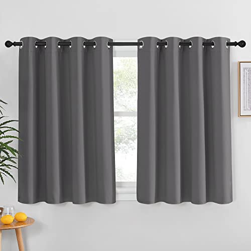 NICETOWN Blackout Curtain Panel for Bedroom - Window Treatment Thermal Insulated Solid Grommet Blackout Drape for Living Room (1 Panel, 52 by 45 inches, Grey)