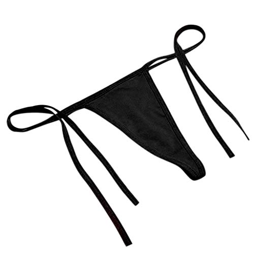 Women T-Back G-String Thongs Side Tie Panty Underwear Simple Thongs Lightweight G-String T-Back Lingerie Panty Black