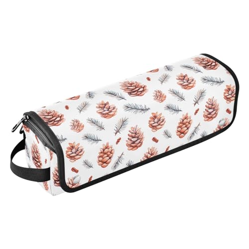 Bolsa de viaje resistente al calor con rama de abeto de Navidad para herramientas de cabello como planchas y rizadores, organizador portátil miniatura 1