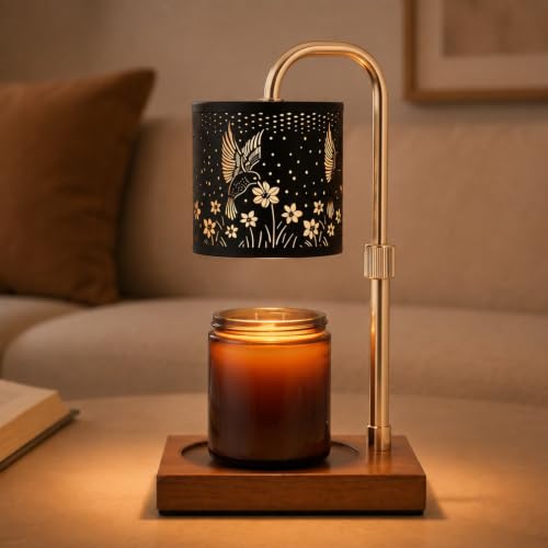 Eandisom Hummingbird Candle Warmer Lamp with Timer Dimmer, Gifts for Mom | Birthday Gifts for Women, Adjustable Height for Jar Candles, Flameless Ccent, Wood Base, 2 Bulbs included. - image 9