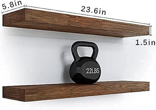 Image of Wooden Floating Wall Shelf Rack for Home Dcor Display Units Showcase Book Rack | Wall Mount Shelves for Home Bedroom - Set of 2 Pieces (Brown Finish)