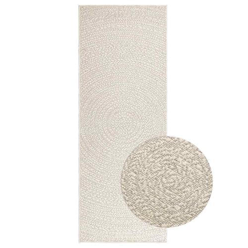 Tonture Alfombra de color crema, 80 x 200 cm, aspecto de yute, para interior y exterior, polipropileno duradero, decoración para suelo, resistente a los rayos UV, fácil de limpiar, para salón