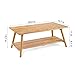 Nnewvante Coffee Table Foldable Bamboo Mid Century Desk TV Stand with Open Storage Shelf Center Table for Living Room Furniture RV No Assembly