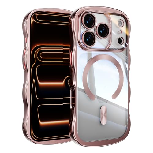 �E�F�[�u�f�U�C�� MagSafe�Ή� iPhone 17 Pro Max �p �P�[�X ���� �J���������Y�ی� ���b�L���H �ϏՌ� �X�g���b�v�z�[�� �A�C�t�H��17�v���}�b�N�X �N���A �J�o�[ (���[�Y�s���N, iPhone 17 Pro Max)