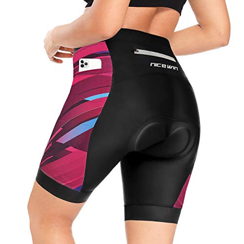 NICEWIN Radlerhose Damen mit Sitzpolster 4D Gepolstert Fahrradhose kurz Sporthose Atmungsaktive Schnell Trocknende Sto&szlig;feste Radlershorts Damen