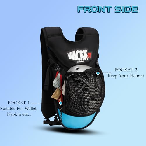 Image of Whackk Aero Blue 5L Cycling Running Bag |Helmet Ball Holder | Unisex Camping & Hiking | 2L Hydration Pouch Compartment Connecting Water ducts Pockets |Exercise & Fitness|Motorcycle Trekking Outdoor