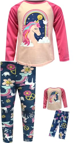 Komar Kids Girls Pink Unicorn Pajama with Matching Doll Pajama2