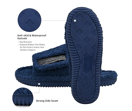 Image of Panda Bros Adjustable House Slippers for Men Soft Open Toe Breathable Indoor Outdoor Slip on Slides Slippers with Memory Foam for Home Bedroom