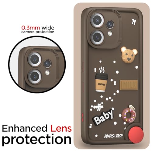 Image of Outlouders Back Cover for CMF by Nothing Phone 2 Pro 5G | 3D Cartoon Bear Cute Fun Silicone Full Body Protection Bumper Case (Brown)