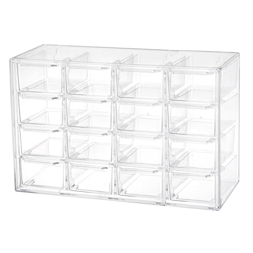 Tiroirs de rangement empilables Liemuao avec 16 boîtes transparentes
