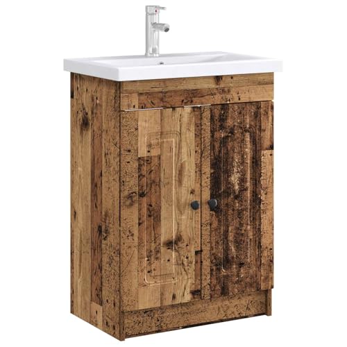 vidaXL Armoire sous évier de Salle de Bain Bois Ancien, Rangement généreux, Meuble de Salle de Bain Moderne, sous évier, Bois Technique, Design...