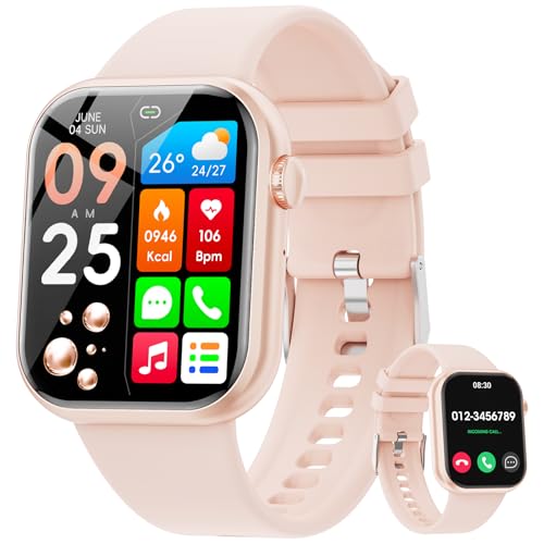 Hwagol 2023 Smartwatch Uomo Donna,1,85' Schermo Orologio Smartwatch con Chiamata Bluetooth e Risposta Vivavoce con Contapassi,Cardiofrequenzimetro da Polso,Orologio Fitness per Android iOS,Pink