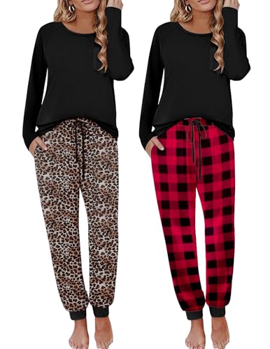 Women’s 2-Piece Pajama Set – Soft Long Sleeve Top & Jogger Pants With Pockets, Fun Prints - View #10