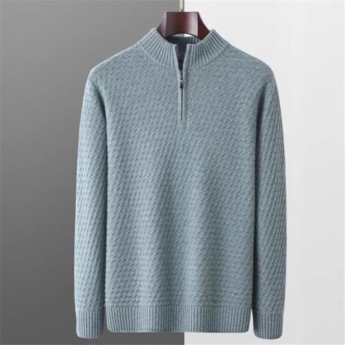 Men's Wool Knitted Sweater Stand Up Collar Half Zipper Pullover Casual Thick Warm Jumpers Tops3