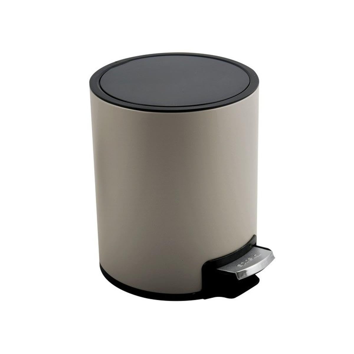 Spirella Riku Cosmetic Bin 3 Litres Stainless Steel with Soft-Close Mechanism and Inner Bucket Bathroom Bin Soft Close Waste Bin Taupe
