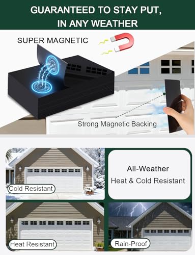 image for YURROAD 32Pcs Strong Magnetic Fake Windows for 2 Car Garage Door - Glo