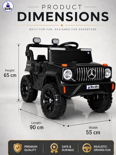 Image of Baby Battery Operated Jeepss for Kids | Ride on Toy Electric Car with LED Lights & Music | Rechargeable Battery Cars with Parental Control | Kids Car to Drive 1 to 6 Years (Black)