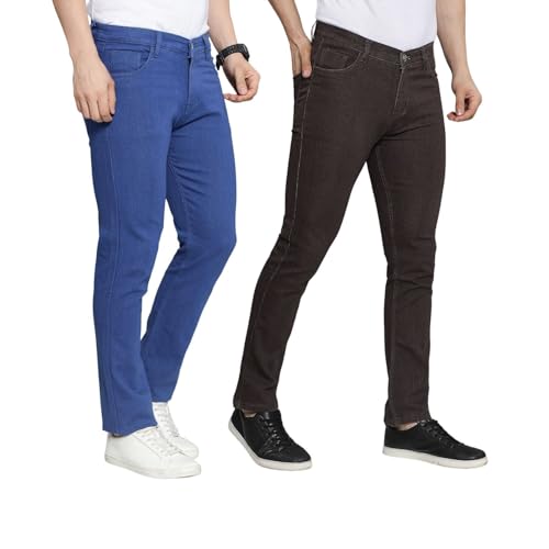 Image of DAIS Men's Stretchable Slim Fit Mid Rise Jeans, Pack of 2, (Combo of 2 Jeans)