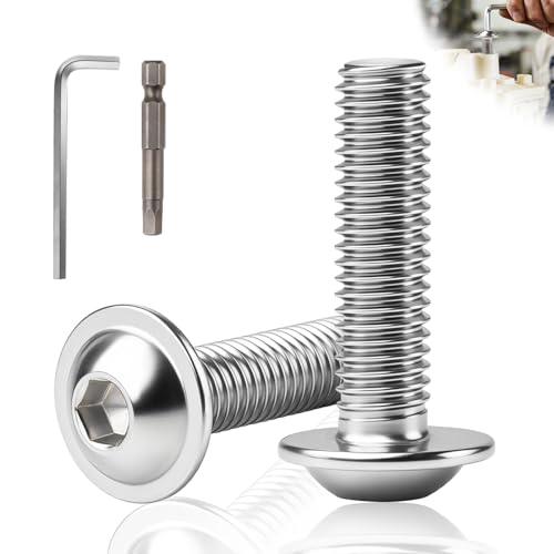 msymsyu 60 Stück M4x10mm Linsenkopfschrauben M4 Schrauben mit Flansch Edelstahl Innensechskant Flachkopf schrauben mit 2 Stk 2.5mm Innensechskantschlussel für Maschinenbau Heimwerkerprojekten