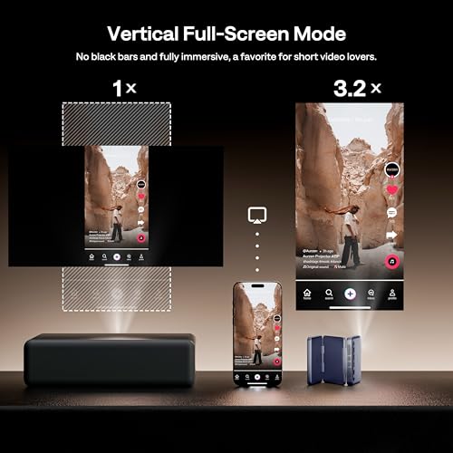 Image of Aurzen ZIP Tri-Fold DLP Truly Mini Projector, Pocket Size, Zero-Lag Focus, One-Click Screen Mirroring, Full-Screen Mode, Type-C Fast Charging, 5,000mAh Battery, Indoor Outdoor Portable Projector, Blue