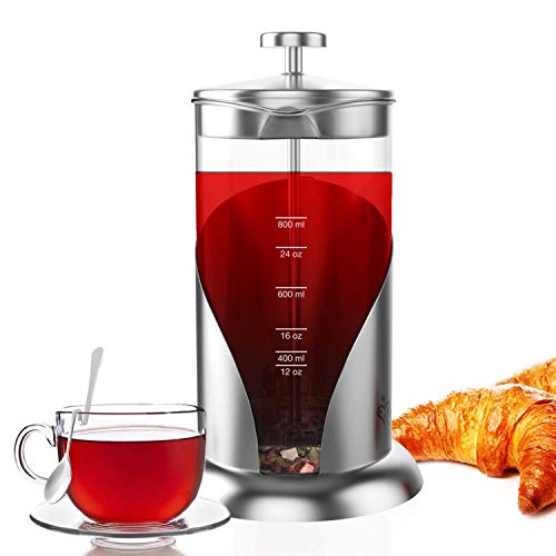 French Press Coffee Maker - BEST Presses Makers - 34 Oz, 8 Cup - The Only Encapsulated Lid Stainless Steel 304 NOT Plastic - 4 Level Filtration System & Double German Glass - Thumbnail 7