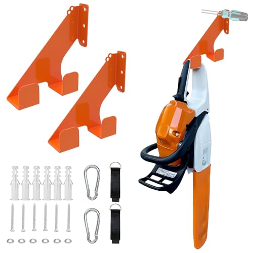 2 Stück Wandmontiert MotorsäGenhalter Passend für Stihl,Husqvarna,Echo KettensäGe ZubehöR 150Lbs Belastbar,Forst ZubehöR,SchüTzt Vor Rost Und Spart Platz In Garagen Und WerkstäTten