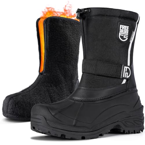 Image of FREE SOLDIER Mens Snow Boots Insulated Waterproof Hiking Winter Shoes Nonslip Outdoor Ankle Cold Weather Boots with Warm Inner