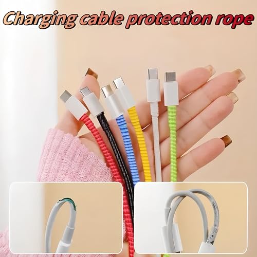 Image of Spiral Cable Protector,Data Cable Protective Sleeve,Chargers Cable Protector Headphone Saver, Charger Protective Cover for Phone USB Prevent pet bites The Cable Protector (Black-Pack Of -2)