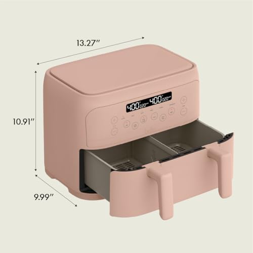 bella 4 Qt TriZone Air Fryer, EverGood™ Ceramic Nonstick Coating, Dual Basket Design w Removable Divider, Digital Touchscreen Control w 6 Preset Cooking Options, 1200 Watt, 3lb Capacity, Blossom by BELLA - Image 7