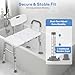 500lb Heavy Duty Shower Bench, Tool-Free Tub Transfer Bench with Arms & Back, Height Adjustable Handicap Shower Seat, Non-Slip Bath Safety Chair for Elderly & Surgery Recovery
