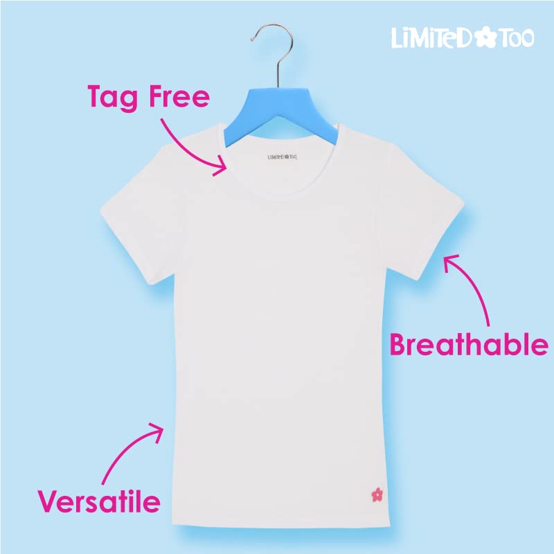 Limited Too Girls’ Undershirt – 100% Cotton No Show Comfort Crewneck Shirt (6 Pack, 2T-16)2