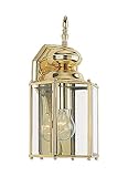 Sea Gull Lighting 8509-02 Classico One-Light Outdoor Wall Lantern With Clear Beveled Glass Panels, Polished Brass Finish