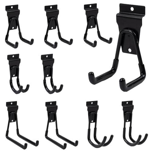 Slat Wall Hook 10 Pack Garage Heavy Duty Wall Mount Power Tool Organizer Black Bike Accessory for Garage Wall, Slat Wall Accessories Ladder Hooks