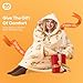 Giggling Getup Wearable Blanket Hoodie for Adults Gifts for Teen Girls Sister Women Sherpa Fleece Printed Hooded Blanket Sweatshirt Warm Cozy with Pocket & Sleeves Beige Cat