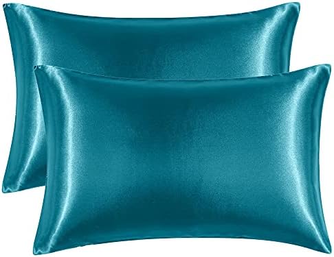 EHEYCIGA Satin Pillow Cases 2 Pack White, Silky Pillowcases for hair and skin with Envelope Closure, Standard Size, 50x75 cm
