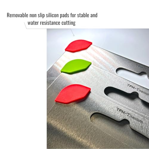Tabla de Cortar de Titanio - Tablas de Cortar 100 % Puras de Titanio para Cocina, No Tóxica, Apta para Lavavajillas y con Patas Antideslizantes de Silicona para un Corte Estable y Resistente al Agua (Grande) miniatura 2