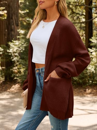 Image of LILLUSORY Womens Oversized Cardigans Soft Knit Cardigan Sweater with Pockets