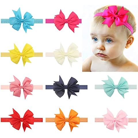 Conjunto de 10 Diademas de Bebé de Nailon Diademas Elásticas para Recién Nacidos Cover