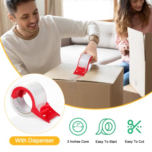 Cregear Packing Tape 24 Rolls, Clear Packing Tape With Dispenser 1.88" X 65 Yds Per Roll, 3" Core, Heavy Duty Packaging Tape Shipping Tape Refill For Moving Boxes Mailing Storage,Total 1560 Yards #TOP4