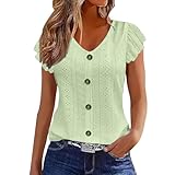 Blusas con ojales para mujer de verano con manga corta, cuello en V, elegantes, ajustadas, con botones para playa y vacaciones 2025 Mis pedidos recientes, XXL