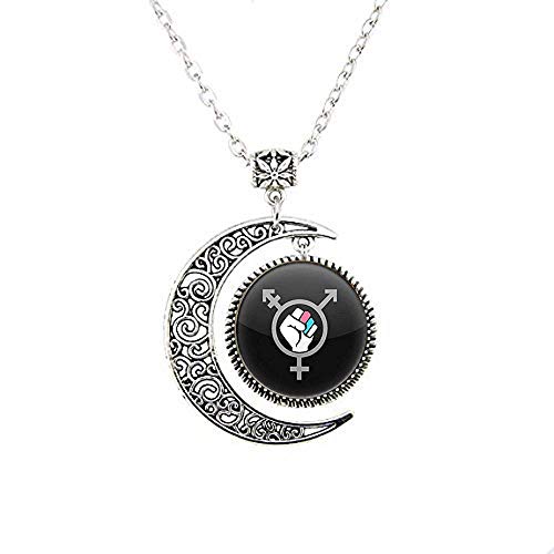Preisvergleich Produktbild Transgender-Mond-Halskette, Transgender-Schmuck, Pride-Schmuck, Transgender-Geschenk, Gay Pride