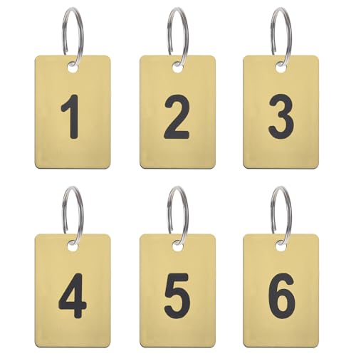 Aspire 20 PCS Etiqueta de Llave Numerada, Llaveros Numerados con Anilla, Etiquetas de Mesa de Discos de Números Grabados de 1 a 20 para Restaurantes