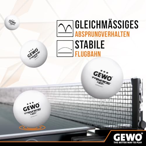 Foto von GEWO Tischtennisbälle Training 40+ - 3 Sterne Tischtennis-Ball aus ABS Plastik mit Naht - Hochwertige Plastik Trainingsbälle, Durchmesser 40+mm, Weiß