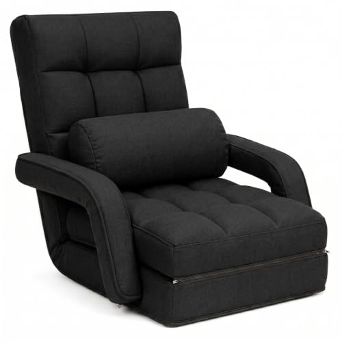 Image of evergoods Folding Sofa Bed Chair, Adjustable 5-Position Floor Lounger