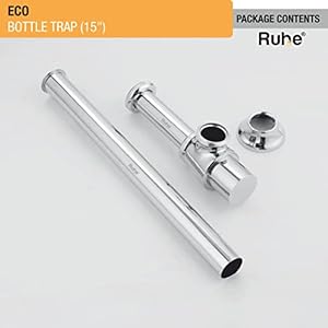 Ruhe® Brass Bottle Trap for Washbasins | Bottle Trap With Wall Flange and 12 Inches Pipe | Chrome Finish Bottle Trap for Basins and Sinks