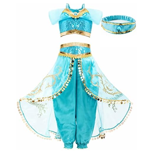 Funna Costume for Girls Princess Kids Dress Up Outfit Party Supplies Blue, 4-5T