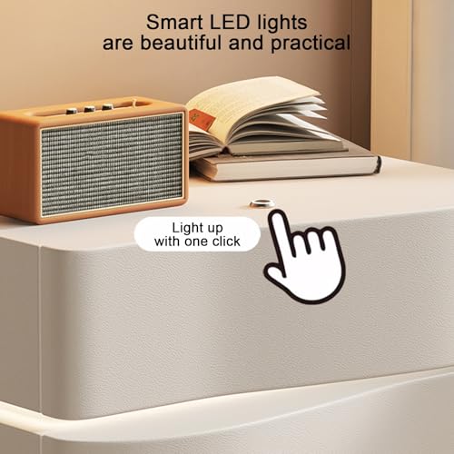 Table de chevet de rangement en bois compacte avec tiroirs et lumières LED - 4