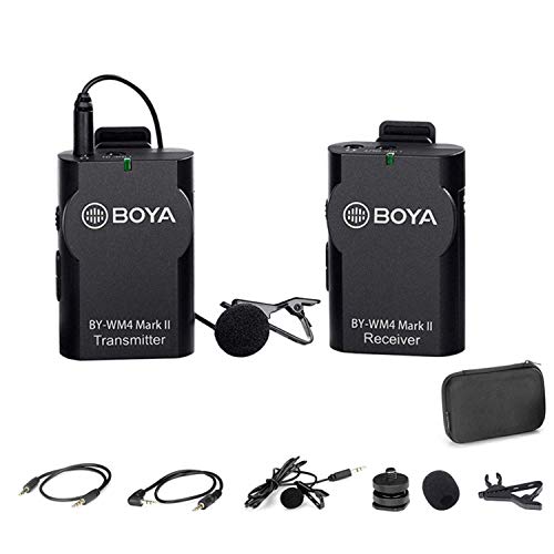 Wireless Lavalier Microphone for Smartphone& DSLR, BOYA WM4 Mark II Universal Lapel Mic