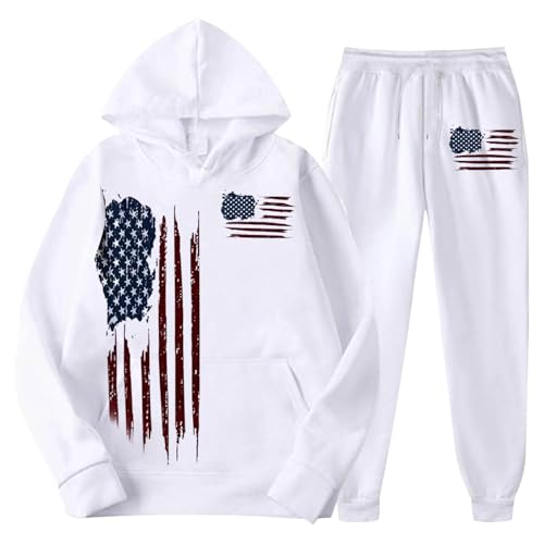 Ensemble décontracté avec capuche imprimé 3D homme blanc taille L