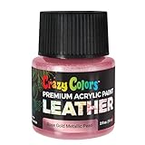 Crazy Colors Rose Gold Metallic Pearl Premium Acrylic Leather and Shoe Paint, 2 oz Bottle - Flexible, Crack, Scratch, Peel Resistant - Artist Create Custom Sneakers, Jackets, Bags, Purses